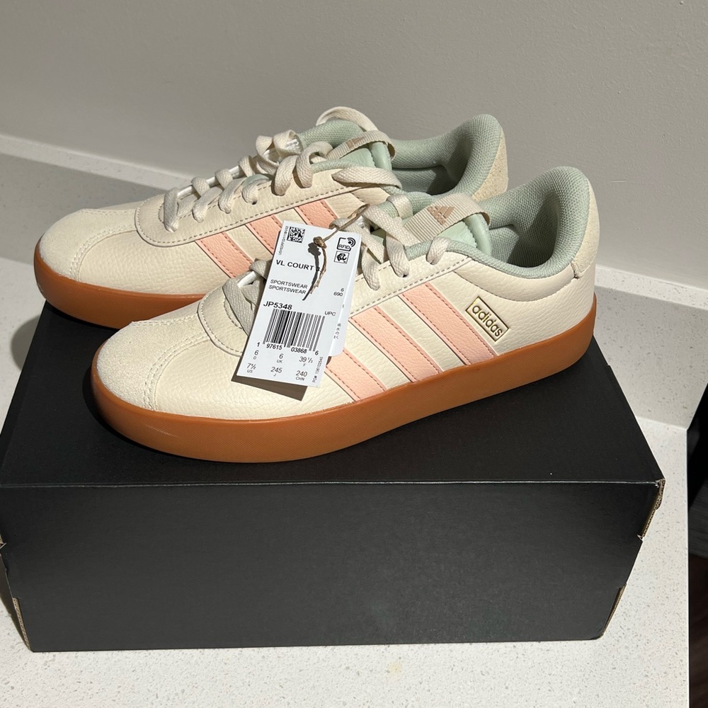 Adidas Cream and Peach Sneakers